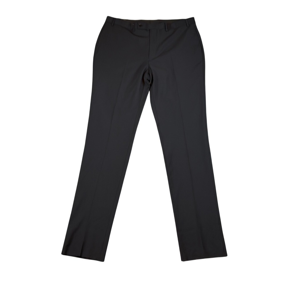 Calvin Klein Dress Pants Mens 37W Black Flat Front Straight Leg Trousers